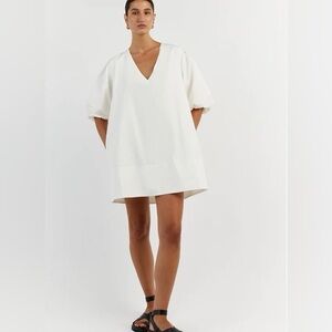 DISSH White V-Neck Mini Dress